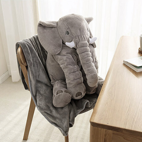 Peluche Almohada Elefante Almohadón De Apego 60cm Gris