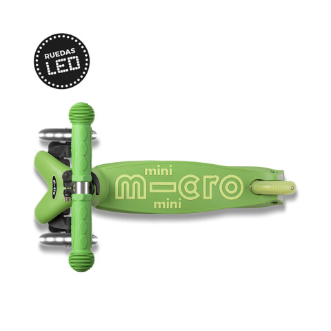 Monopatín Micro Mini Deluxe LED Ajustable con 3 Ruedas VERDE