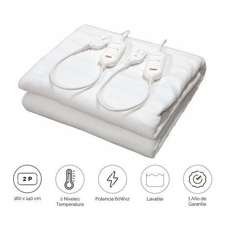Calienta Cama 2 Plazas Cuori Niveles Temparatura +2controles Blanco