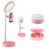 Espejo Con Aro Luz Led Selfie Soporte Celular Maquillaje Variante Color Rosa