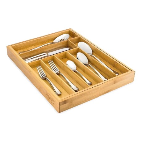 Cubiertera organizador de cajones extensible de bambú Cubiertera organizador de cajones extensible de bambú