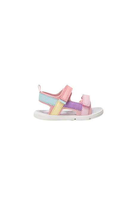 Sandalias con velcro, diseño tiras multicolores Sin color