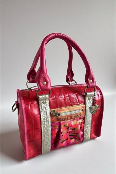 Cartera INEA De Cuero Roja Con Arte Cartera INEA De Cuero Roja Con Arte