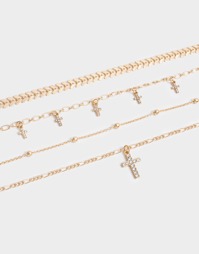 Collares Cortos Religioso Collar Corto Con Cruz - Dorado