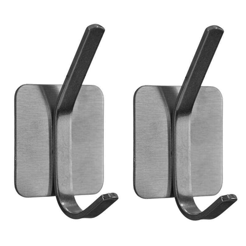 Perchero adhesivo 2 ganchos acero inoxidable INOX