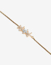 Pulseras Flexibles Strass Pulsera Flexible De Flores Con Cubic - Dorado