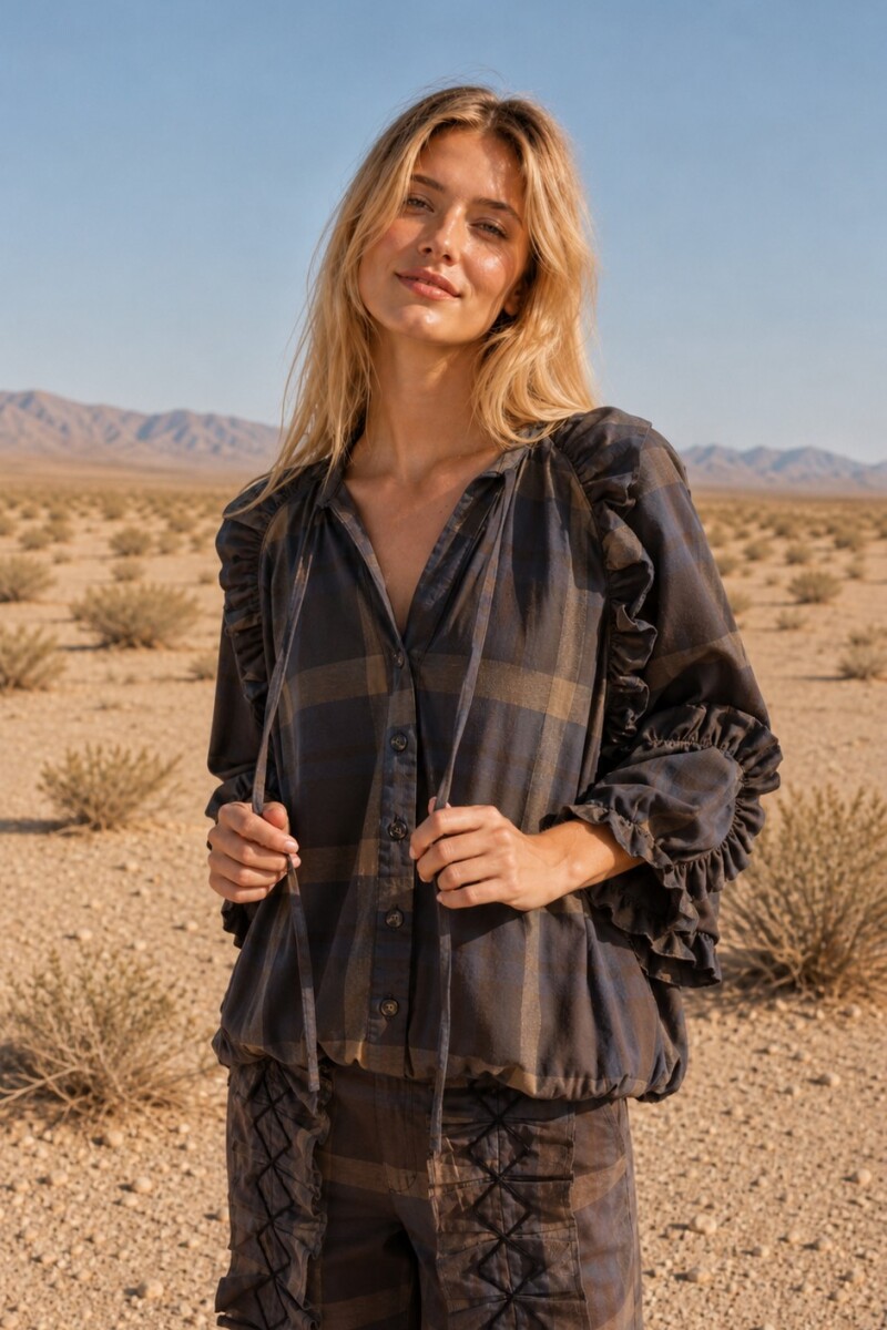 Bloom Shirt Chocolate / Azul