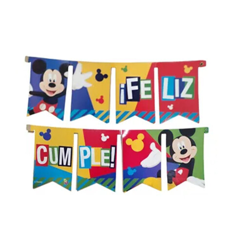 Cotillón Banderín Cartel Feliz Cumple 150 cm Mickey