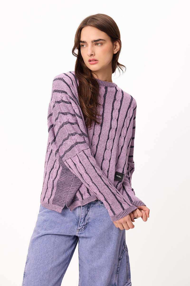 Sweater Oceano Crop Lila/Azul