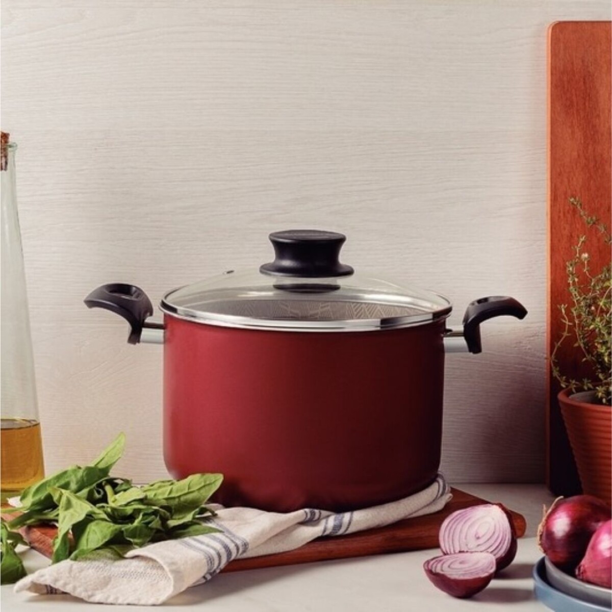 OLLA CACEROLA TRAMONTINA PARIS 22CM 5,7 LITROS ROJO 