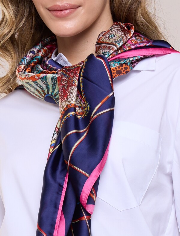 Pashmina Satén Mandalas MULTI/AZUL