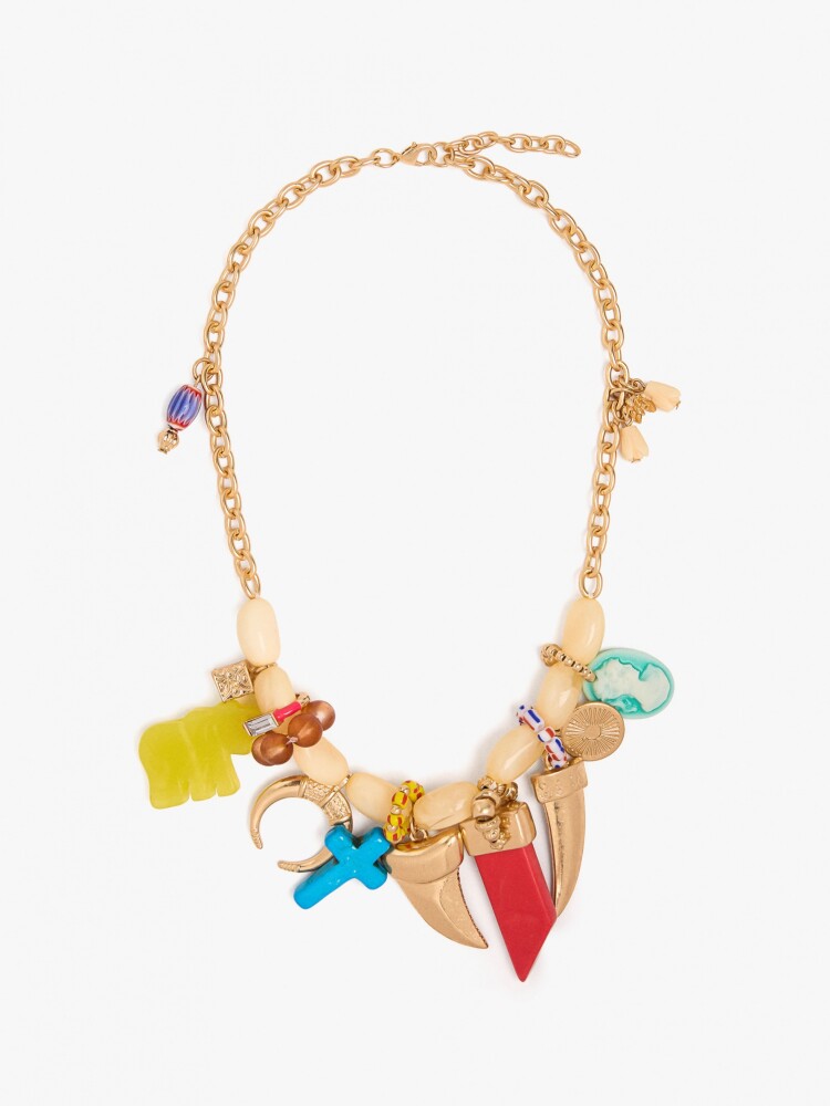 Collar Corto Con Pendientes Multicolor De Piedras multicolor