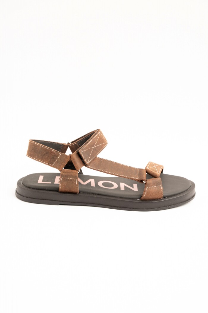 Sandalias Regulables Cuero Chocolate