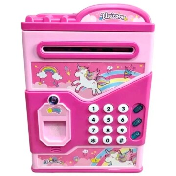 Alcancía Infantil Caja Fuerte Juguete Con Sonido Luces Variante Color Rosa