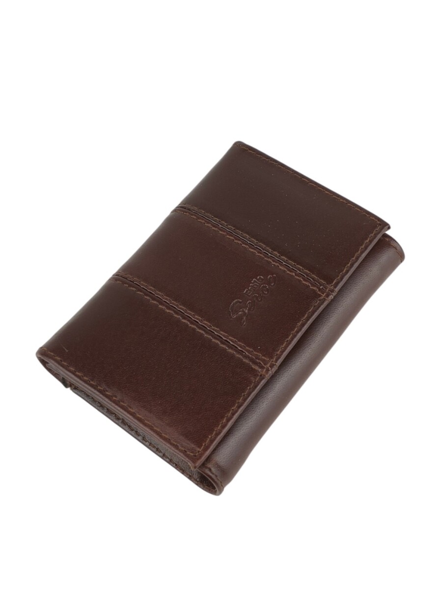 Billetera Dama Cuero Genuino - Compacta Tri-Fold - Marrón 