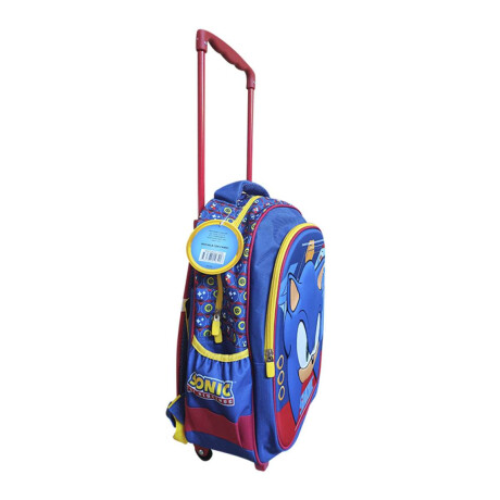 Mochila infantil 3D Sonic con Carro Tafeta Grande 40 x 30 cm