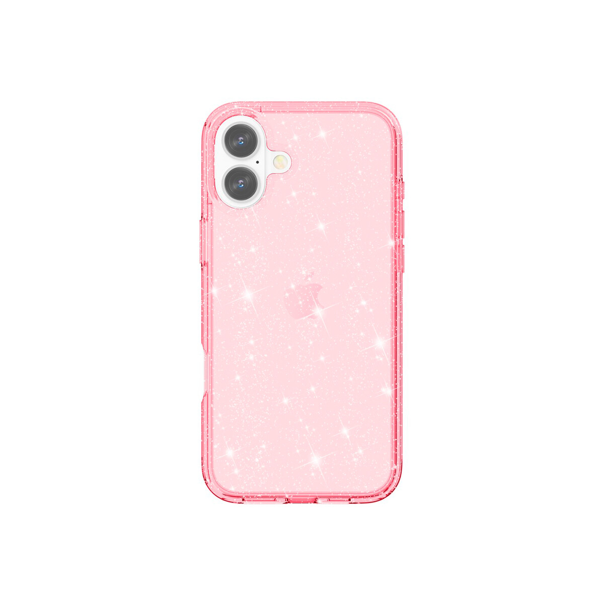 Protector para iPhone 16 transparente rosa con brillos 
