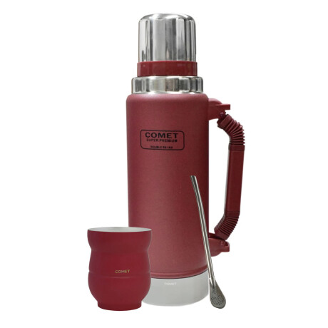 Set Matero Comet Termo 1,25L + Mate 140ML + Bombilla Regalo Bordó