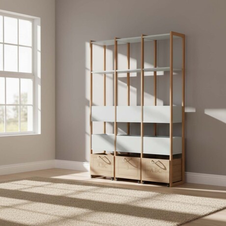 ORGANIZADOR MDF-Y-MADERA BLANCO CASINHA 3 ESTANTES