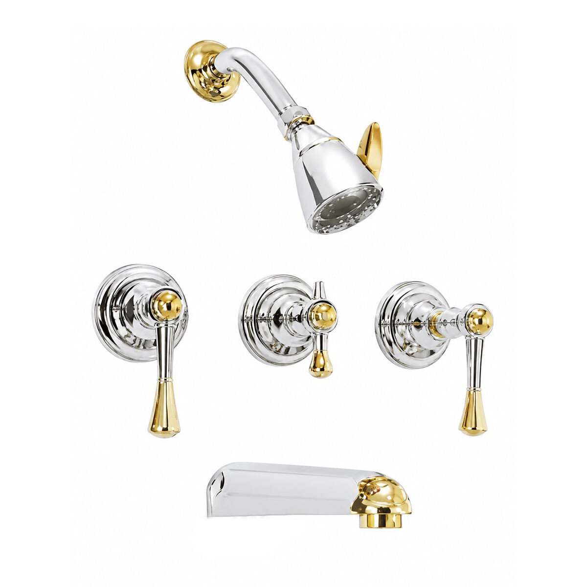 Ducha De Empotrar Bimando Cromo Oro Brillo Para Baño Berna 