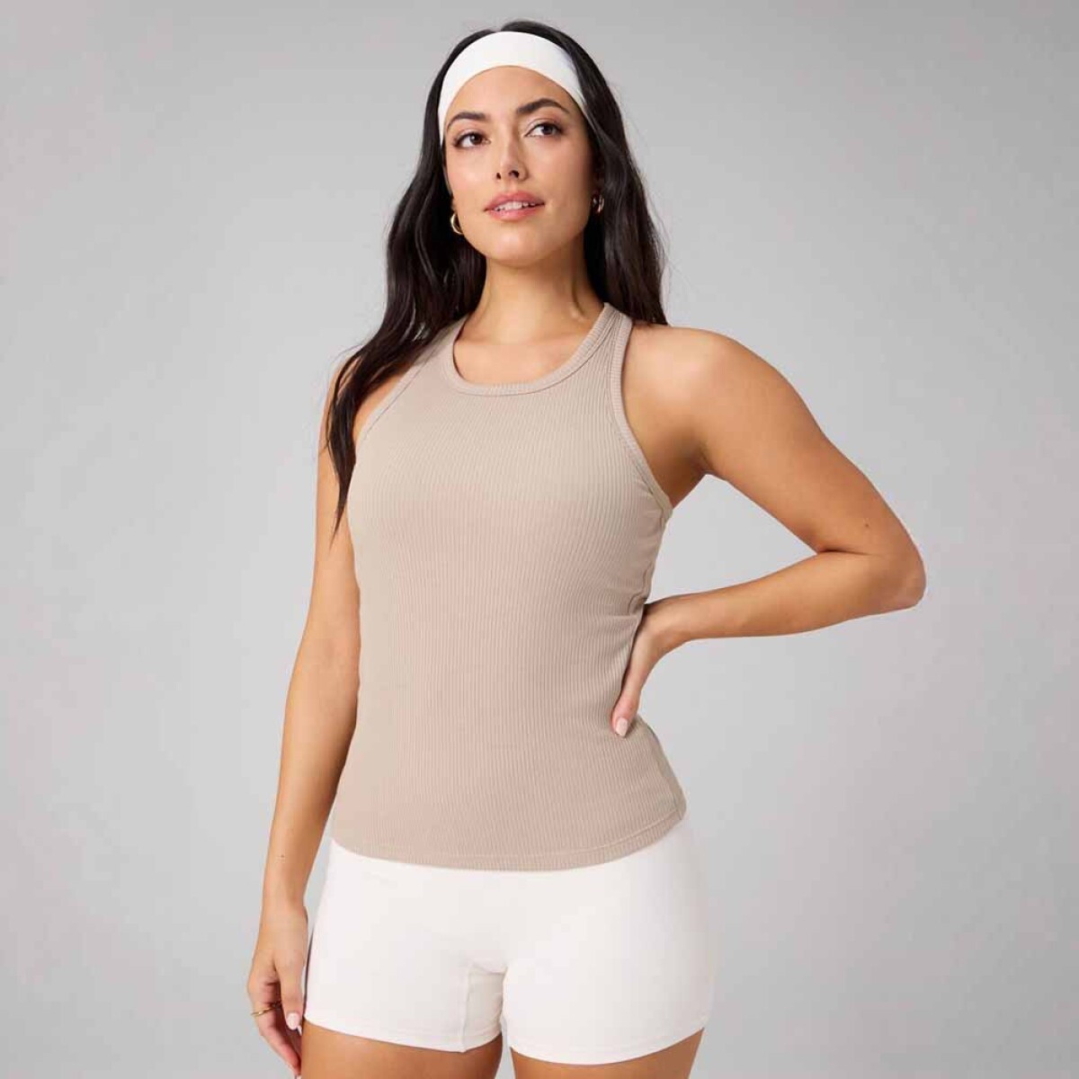 Bividi Modal Rib High Neck Built-In Bra Tank Mujer 