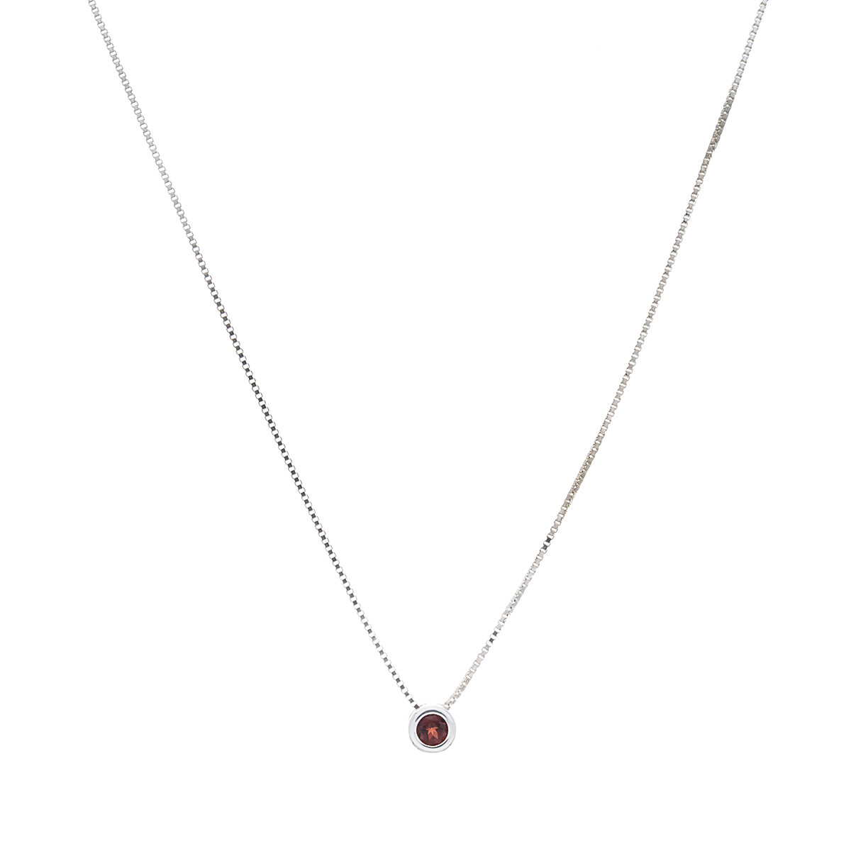 Conjunto plata 925 cadena y punto de luz GRANATE 