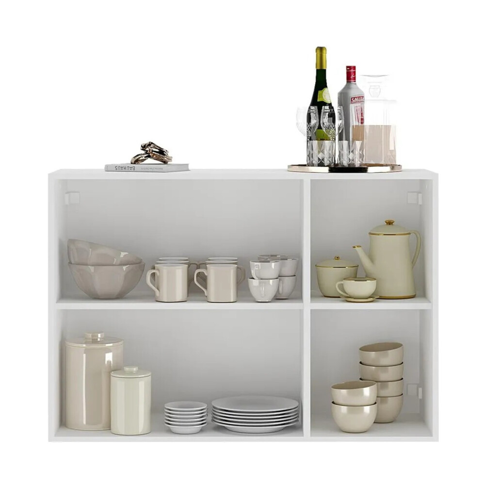 RACK APARADOR PARA TV O AUDIO 3 PUERTAS CON ESPEJOS BLANCO