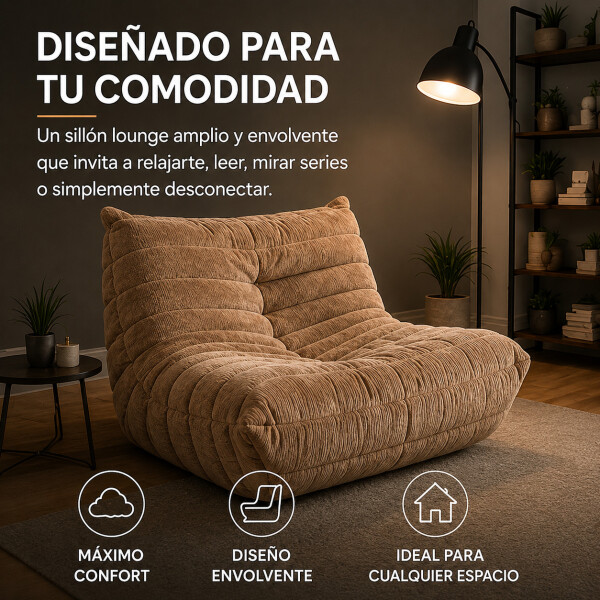 Sillón ComboHome Toggo 1 Cuerpo Lazy Sofa Puff Corderoy Marrón 1