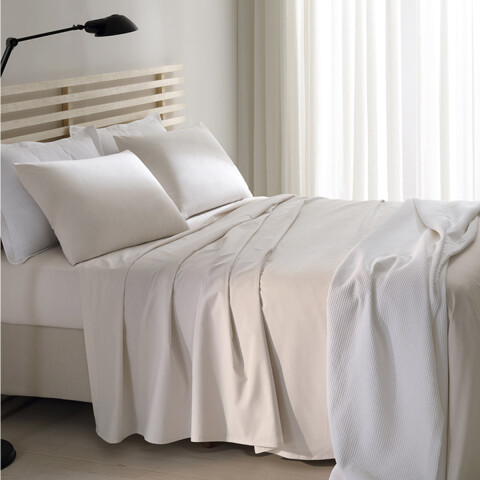 Juego Sábanas Lisa Queen Size Dohler 130 Hilos 100% Algodón BEIGE