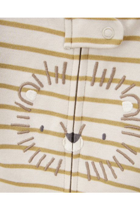Pijama una pieza de algodón, con pie, estampa león Sin color
