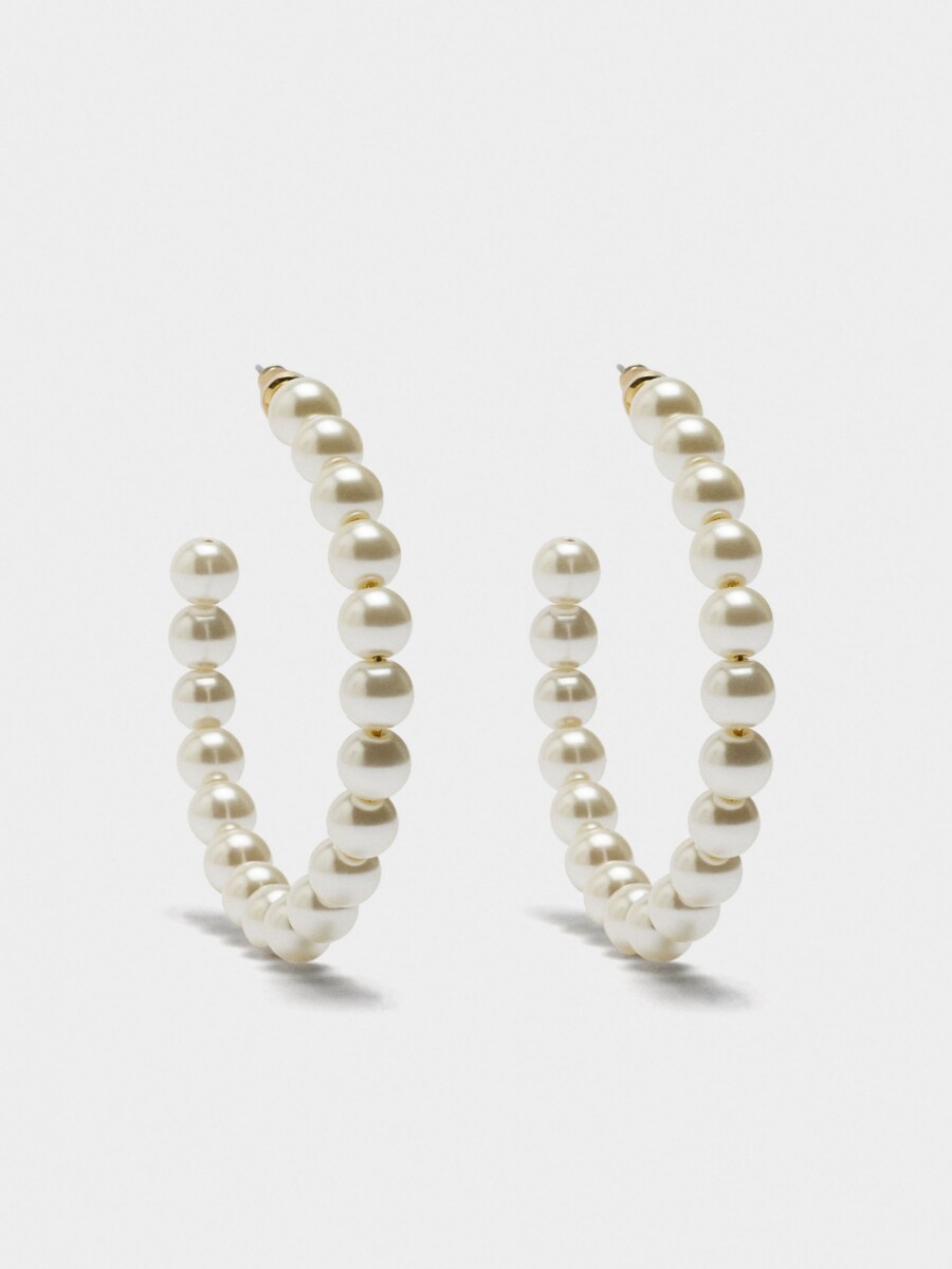 Aros Abiertos Con Perlas blanco