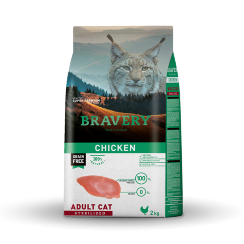 Bravery gato adulto castrado de pollo 2.0 kg