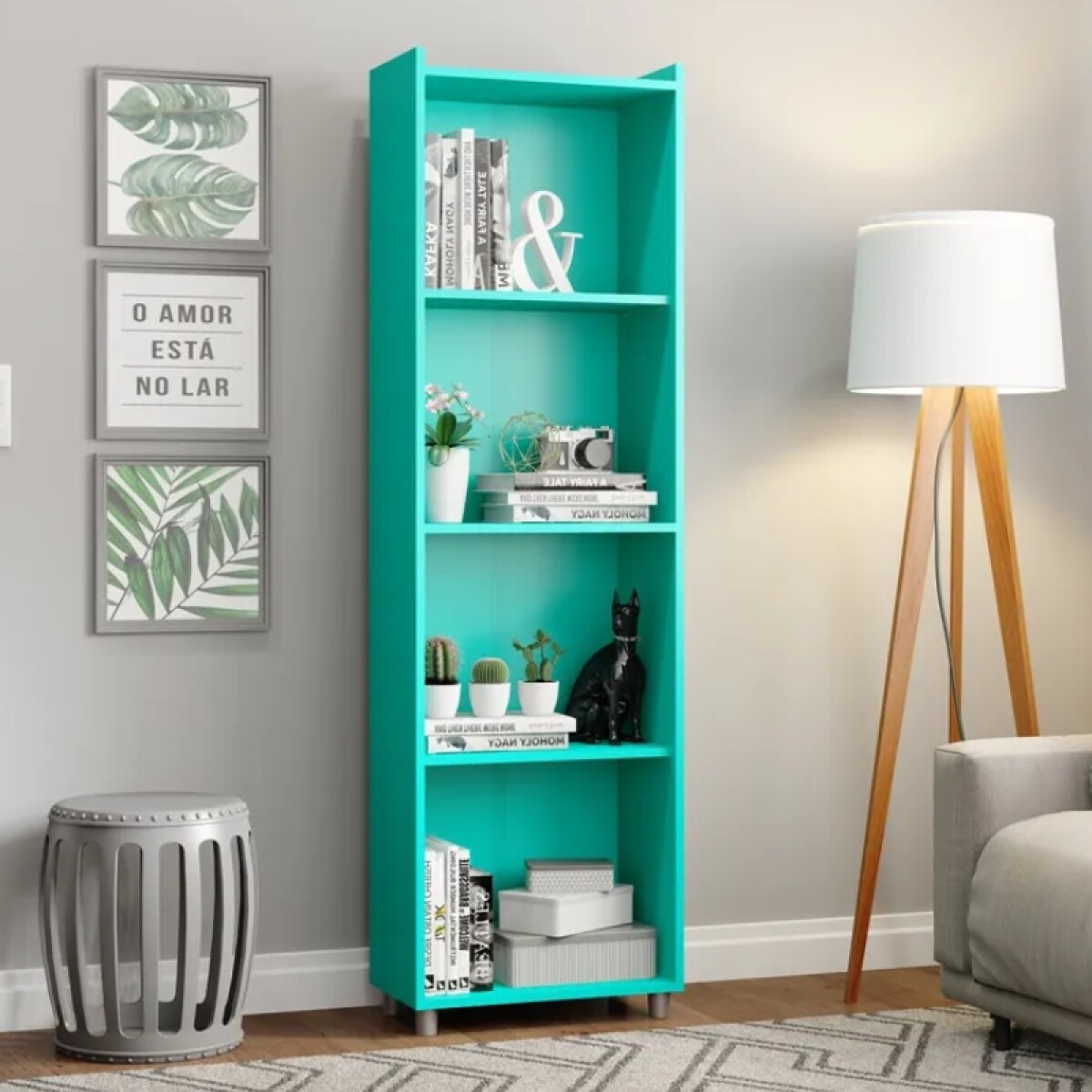 [ OUTLET ] Biblioteca Repisa Multiusos con Estantes Color Turquesa [SOLO RETIRO] 