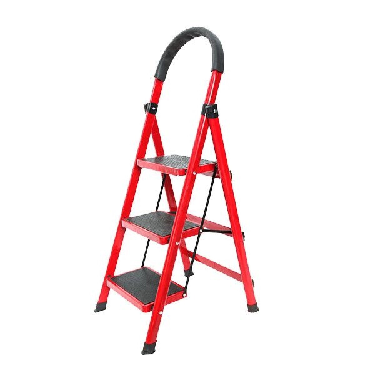 Escalera Tijera 3 Escalones de Aluminio Base Antideslizante - Rojo 