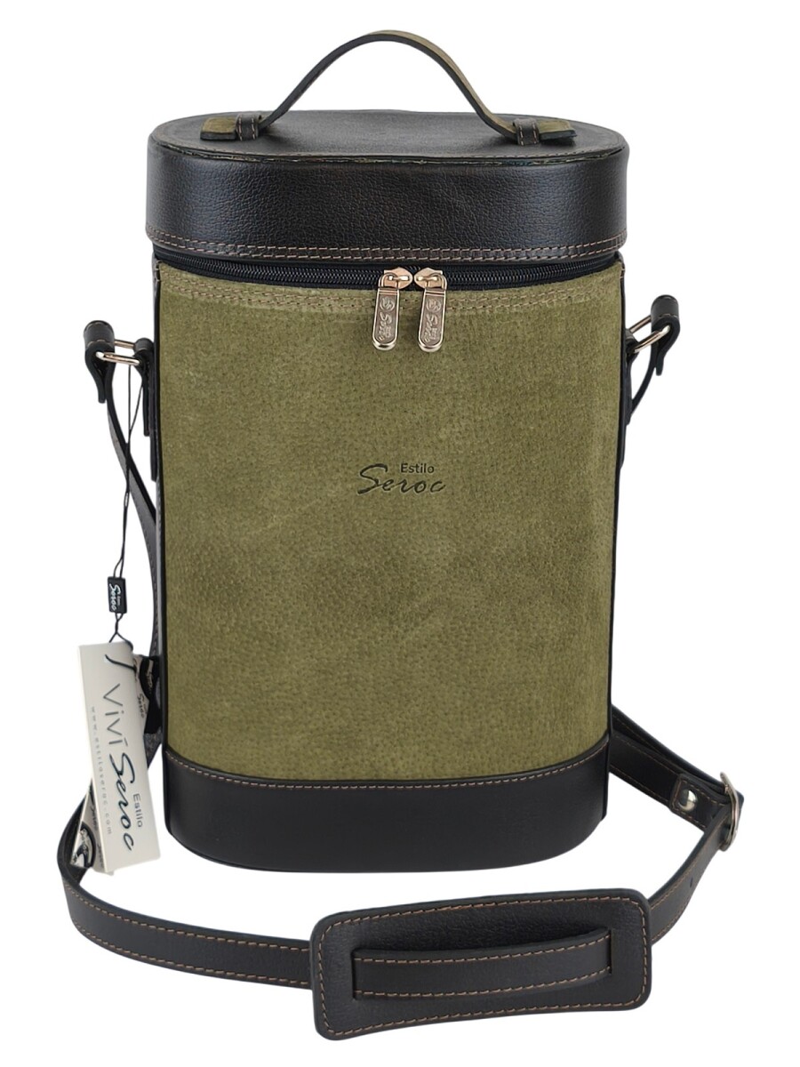 Matera de cuero combinada con pecari - verde 