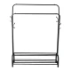 Perchero Organizador Metal Doble Con Zapatera Doble Negro