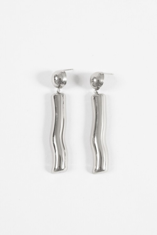 Caravanas largas acero plateado