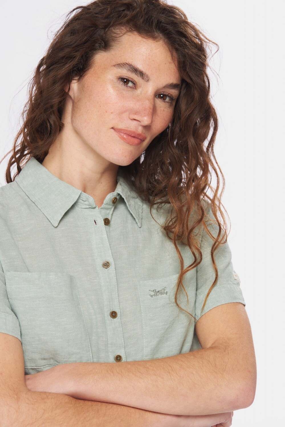 CAMISA DE LINO MEDIO BOTÓN Menta