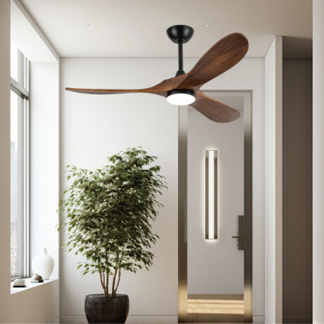 VENTILADOR DE TECHO EN MADERA 22W CON CONTROL REMOTO LOWA Luminaria LED y Ventilador de Techo con Control Remoto Lowa Dark Wooden