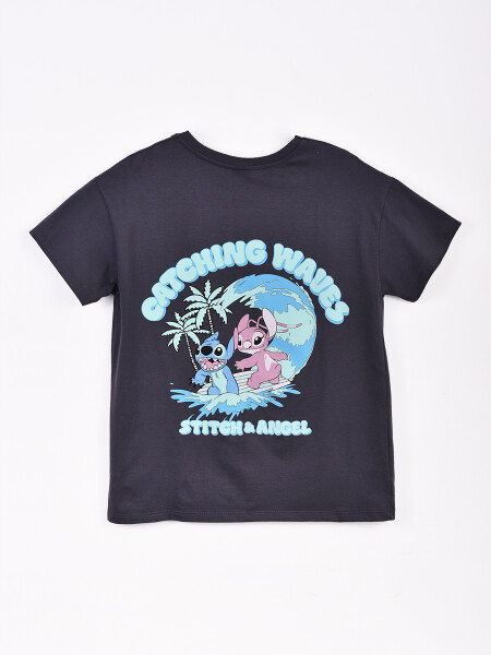 REMERA STITCH WAVES GRIS OSCURO