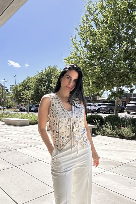 Chaleco con apliques Deia Beige