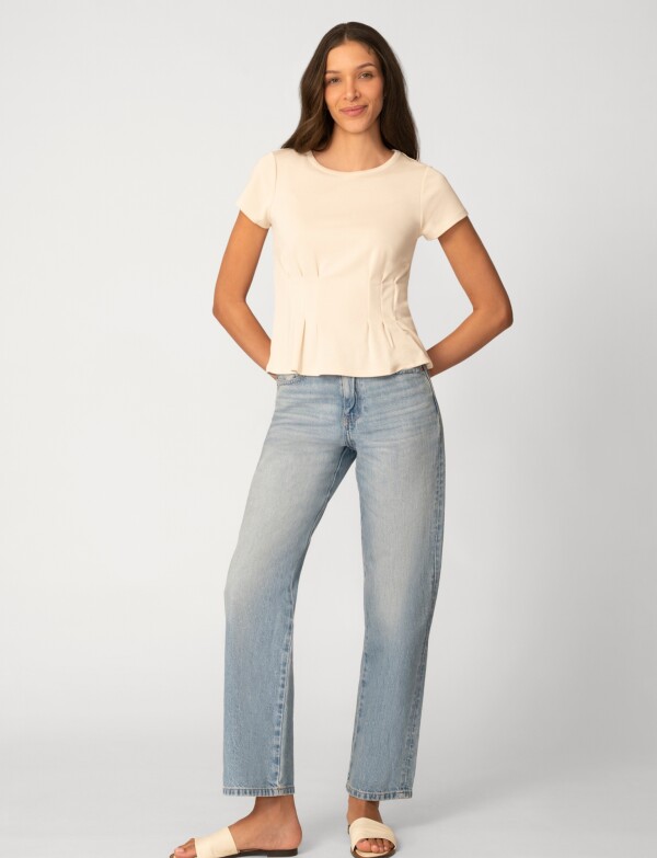 Remera Alforzas BEIGE CLARO