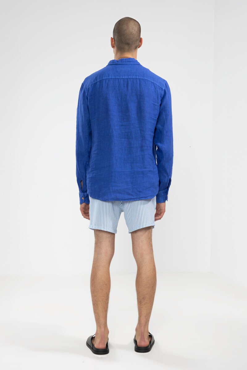100% LINEN LONG SLEEVE SHIRT Blue