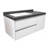 Mueble de baño suspendido Vip Blanco 100cm mesada gris con Bacha de Loza Mueble De Baño Suspendido Vip Blanco 100cm Mesada Gris Con Bacha De Loza