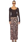 ALL OUT SATIN LEOPARD PANT Marron