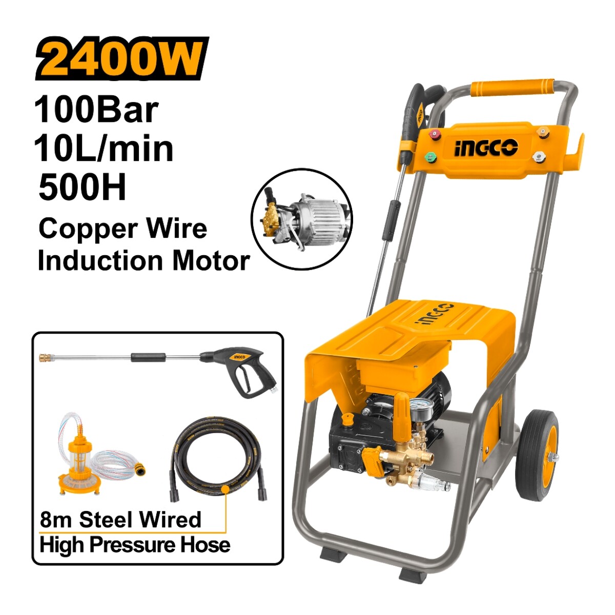 Hidrolavadora 2400W 90BAR Induccion Ingco HPWR30018 