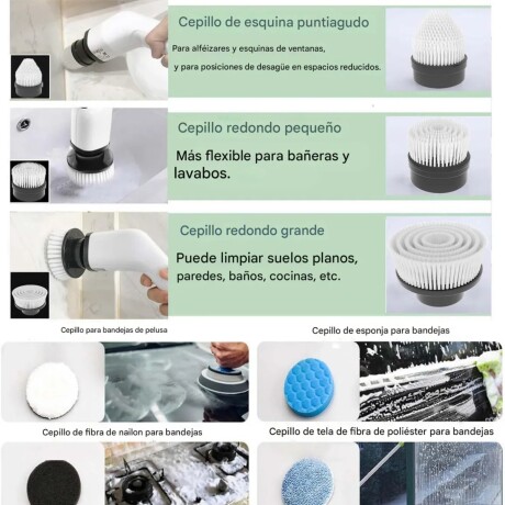 Cepillo Limpiador Eléctrico multifunción Recargable USB 9 Cabezales Cepillo Limpiador Eléctrico multifunción Recargable USB 9 Cabezales