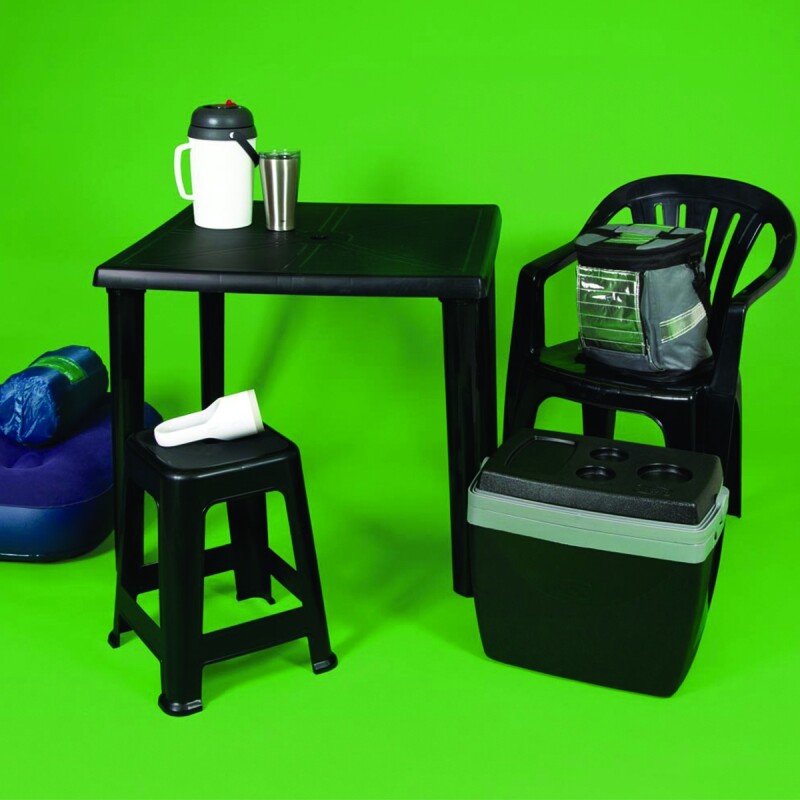 Juego de jardín Mesa + 4 sillas con apoya brazos NEGRO