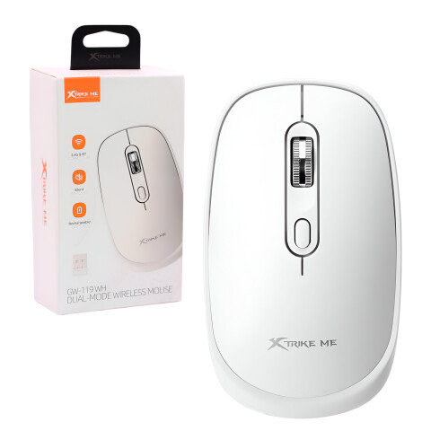 Mouse Inalámbrico Xtrike Me GW-119 Dual Bluetooth 1600 Dpi ® Color Blanco