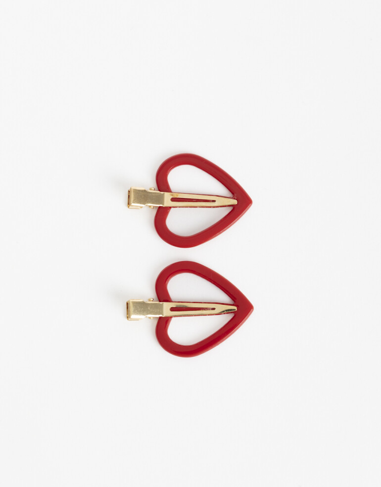 Horquillas Set Acrilico Set De Horquillas Corazón - Rojo Burdeaux